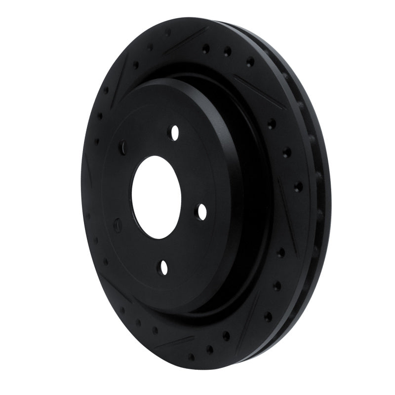R1 97-13 Cadillac XLR Rear Left Drilled & Slotted Black Brake Rotor