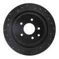 R1 07-15 Infiniti Q60 Rear Left Drilled & Slotted Black Brake Rotor