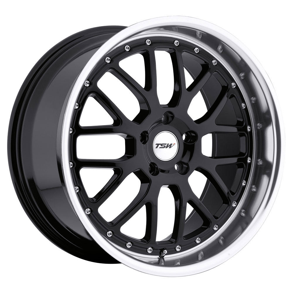 ~(38 lbs. 22X22X12)~ TSW VALENCIA 20x10.0 5/120 ET40 CB76.1 GLOSS BLACK W/MIRROR CUT LIP