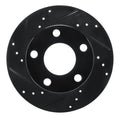R1 80-91 Audi 5000S Rear Left Drilled & Slotted Black Brake Rotor