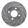 R1 78-92 Audi 80 Front Left Drilled & Slotted Silver Brake Rotor