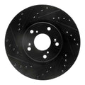 R1 02-15 Acura CSX Front Left Drilled & Slotted Black Brake Rotor