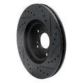 R1 02-15 Acura CSX Front Left Drilled & Slotted Black Brake Rotor