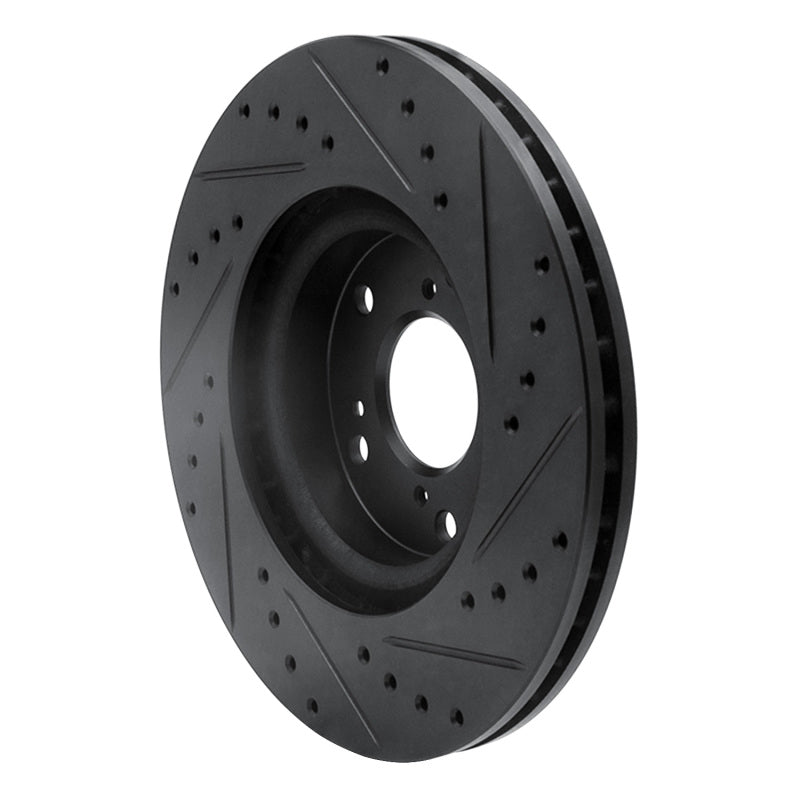 R1 02-15 Acura CSX Front Left Drilled & Slotted Black Brake Rotor