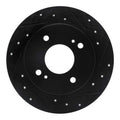 R1 90-06 Infiniti G20 Rear Right Drilled & Slotted Black Brake Rotor