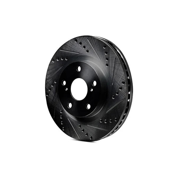 R1 89-94 Subaru Justy Front Right Drilled & Slotted Black Brake Rotor