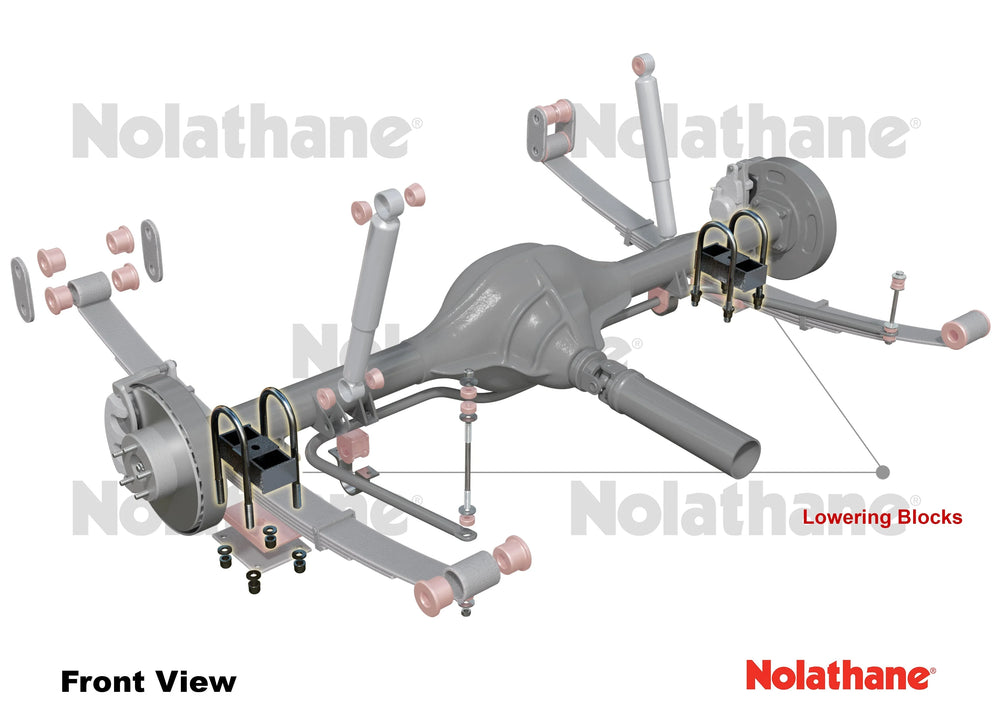 Lowering block - kit 2 Blocks 4 U-Bolts 4 Washers 4 Nuts Install Guide