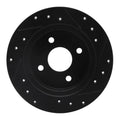 R1 91-98 Saturn SC2 Rear Left Drilled & Slotted Black Brake Rotor