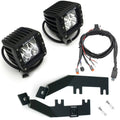 ~(4 lbs. 18X8X3)~ 2008-2010 FORD F250/350: Hood Hinges LED Light Bar Mounts - By A Pillar - for mounting Two 3 IN Zroadz Cube Pod Work Lights or Similar Style Light - Bolts On to Hood Hinges - Easy Install