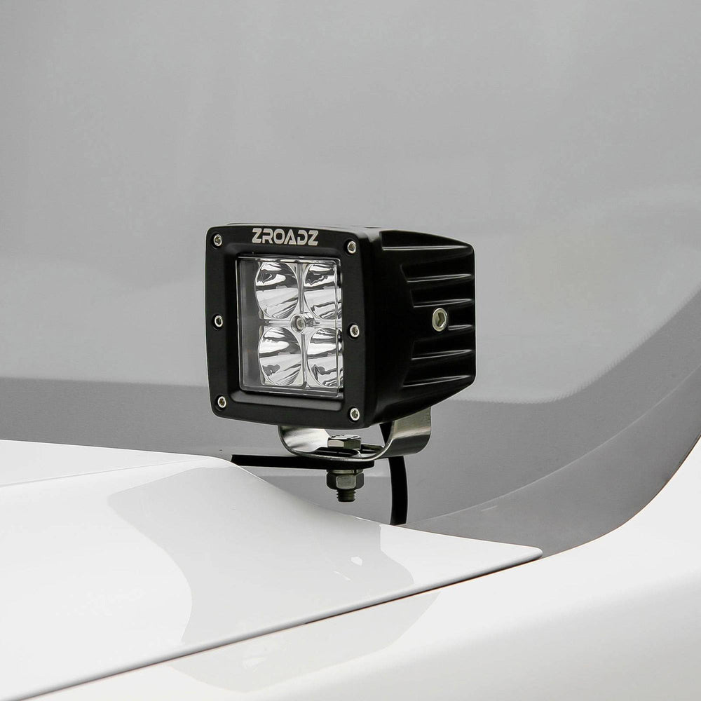 ~(4 lbs. 18X8X3)~ 2008-2010 FORD F250/350: Hood Hinges LED Light Bar Mounts - By A Pillar - for mounting Two 3 IN Zroadz Cube Pod Work Lights or Similar Style Light - Bolts On to Hood Hinges - Easy Install