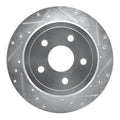 R1 05-10 Jeep Commander Rear Right Drilled & Slotted Silver Brake Rotor
