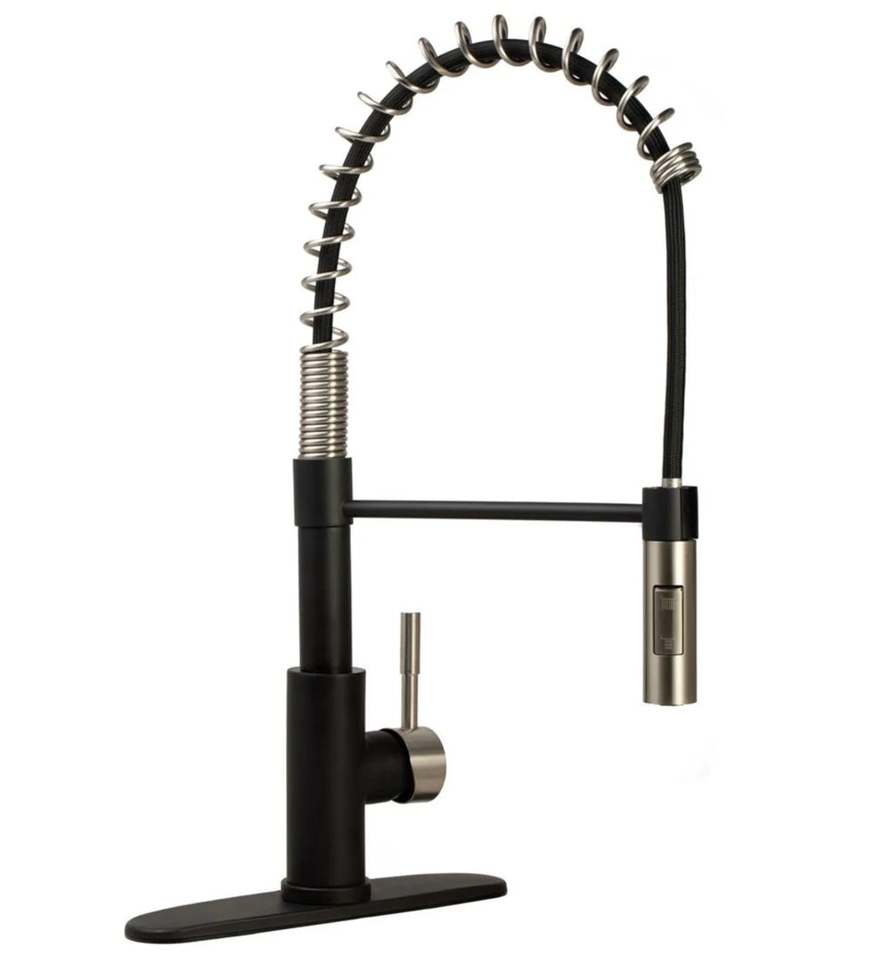 STREAMLINE COIL PULLDOWN RV KITCHEN FAUCET MATTE BLACK/NICKEL