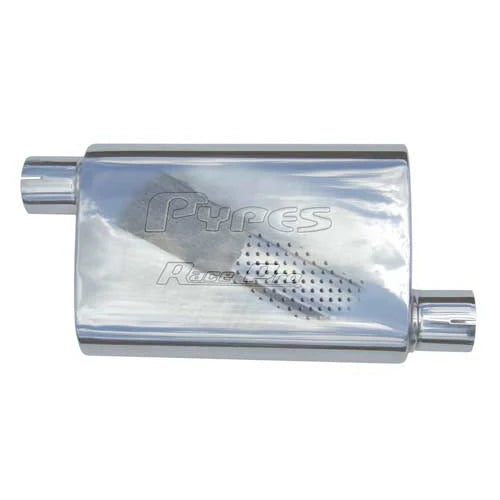 Race Pro Series Muffler 14 in 2.5 in Offset Center Hardware Not Incl Polished 304 Stainless Steel Pypes Exhaust