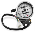 Bikers Choice 2.5 Inch Chrome 2:1 Universal Mini Speedo w LED Indicators White Face 140 Mph