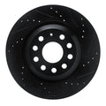 R1 15-25 Volkswagen GTI Rear Right Drilled & Slotted Black Brake Rotor