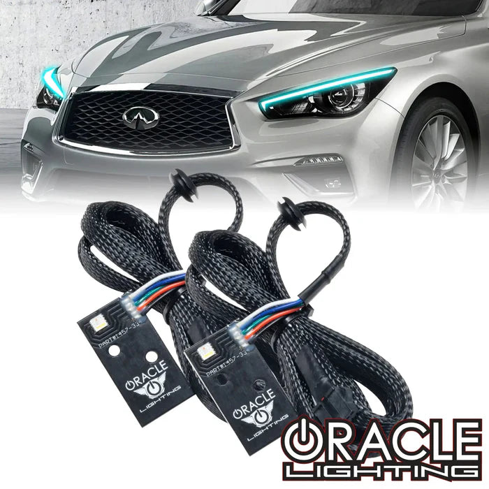 Oracle 14-21 Infiniti Q50 RGB+W Headlight DRL Upgrade Kit - ColorSHIFT w/o Controller