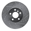 R1 16-24 Mini Cooper Clubman Front Right Drilled & Slotted Silver Brake Rotor