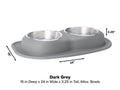 WeatherTech Pet Feeding System Double Low 64oz 3in. Stainless Bowl - Dark Grey