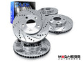 R1 14-21 Jaguar F-Type Rear Left Drilled & Slotted Silver Brake Rotor
