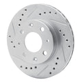 R1 Concepts Brake Rotor Drilled and Slotted Silver Fits Honda Civic