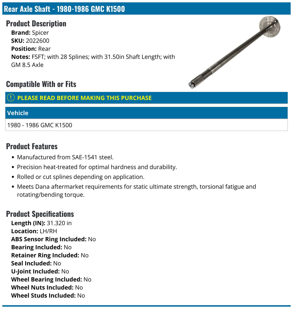 Drive Axle Shaft