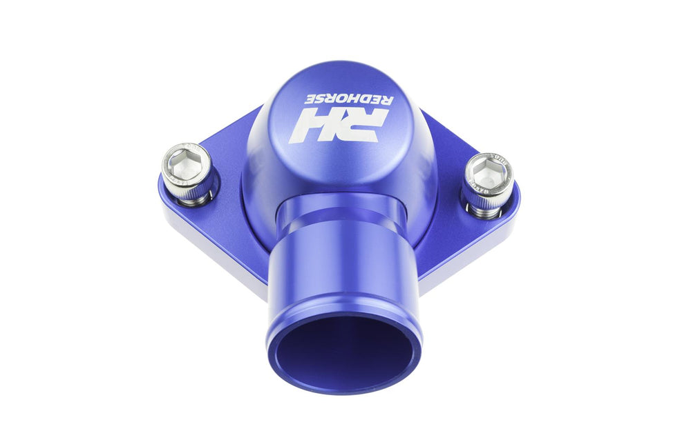 ALUMINUM WATER NECK 1.25IN HOSE FOR CHEVY V8 ALL ENGINE BLUE