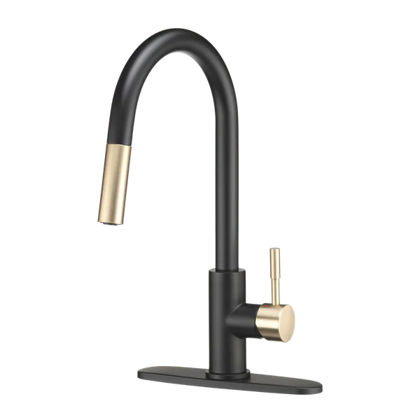 STREAMLINE PULLDOWN RV KITCHEN FAUCET MATTE BLACK/MATTE GOLD