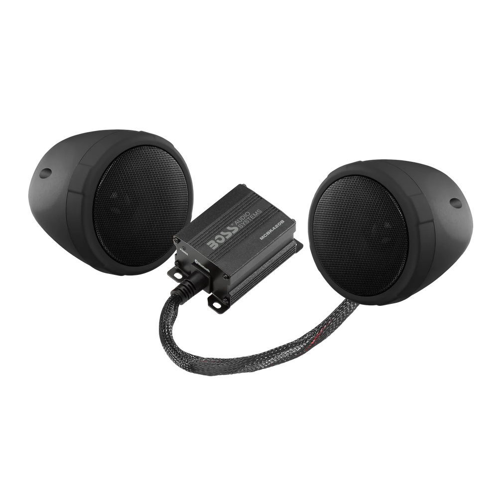 Boss Audio Systems Motorcycle Speaker Amplifier/ Bluetooth/ 3in Speakers Pair- Black