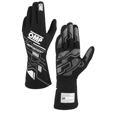 OMP SPORT GLOVES FIA 8856-2018 MY2025 BLACK / WHITE SZ L