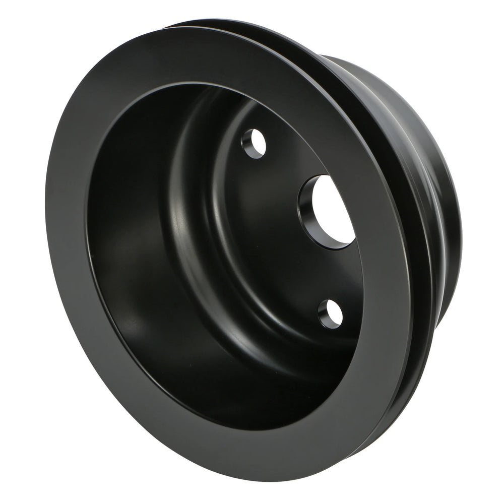 CHEVY 283350 SB CRANKSHAFT PULLEY 1 GROOVE LONG WATER PUMP ALUMINUM BLACK