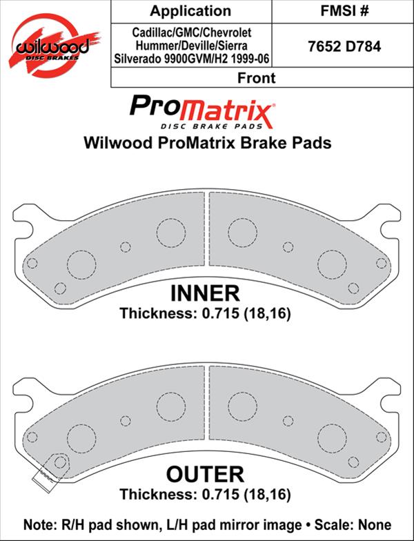 Wilwood Pad Set Promatrix D784