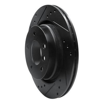 R1 99-06 BMW 323I Rear Left Drilled & Slotted Black Brake Rotor