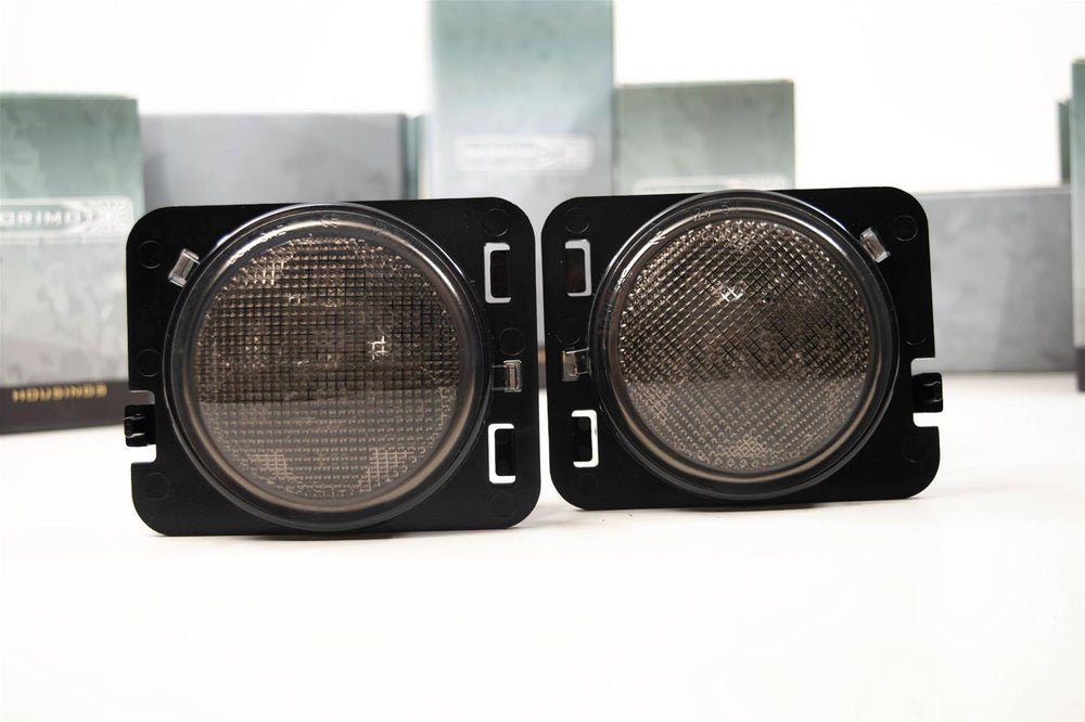 ~(0.5 lbs. 6X5X1)~ XB Parking Lights: Wrangler JK (07-18) (Amber Smoked Set)