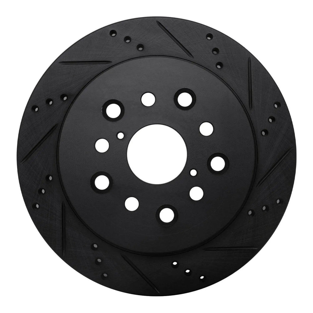 R1 01-06 Lexus LS430 Rear Right Drilled & Slotted Black Brake Rotor
