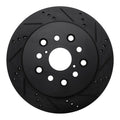 R1 01-06 Lexus LS430 Rear Right Drilled & Slotted Black Brake Rotor