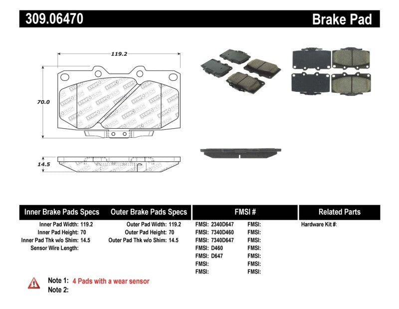 Stoptech Sport Front Brake Pads Nissan 300ZX 1990-1996