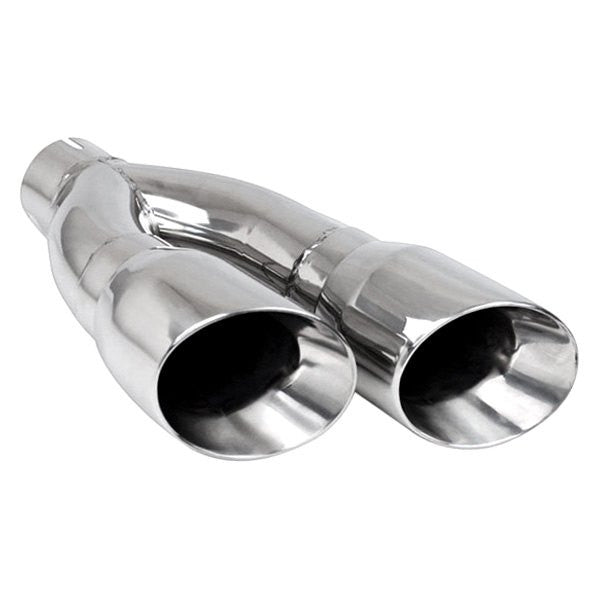 4.00IN DUAL DOUBLE WALL SIDE WAY ANGLE SS EXHAUST TIP 3.00IN ID / 4INX8.25IN OD