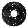 R1 07-15 Mitsubishi Outlander Rear Left Drilled & Slotted Black Brake Rotor