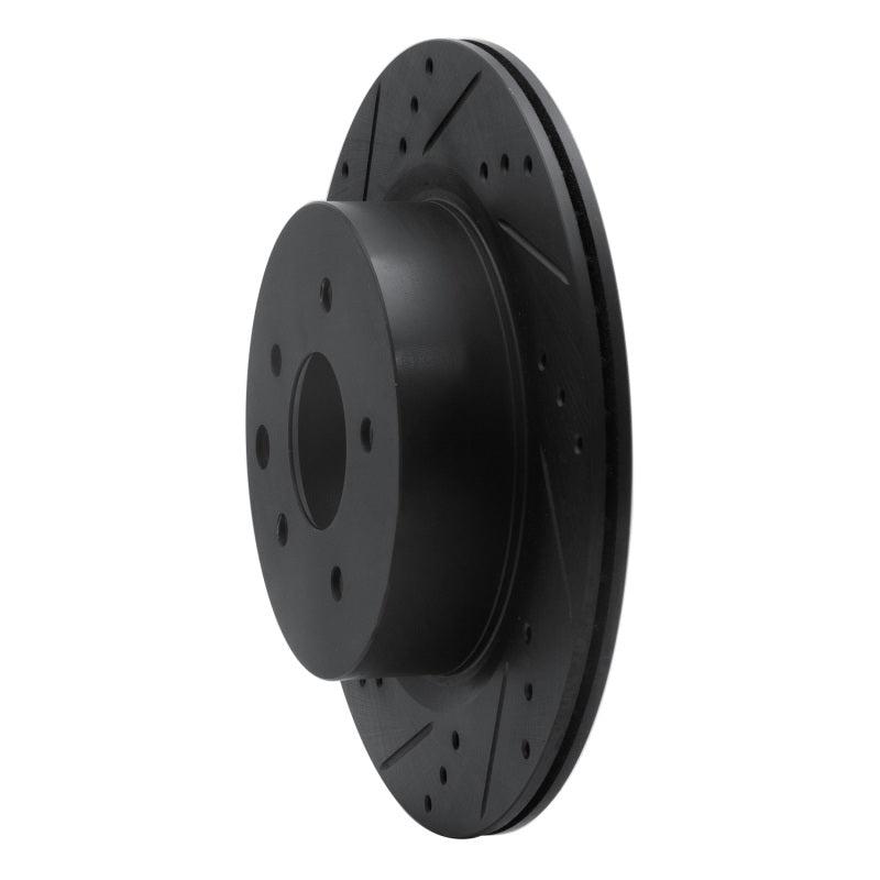 R1 05-25 Infiniti EX37 Rear Left Drilled & Slotted Black Brake Rotor