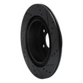 R1 05-25 Infiniti EX37 Rear Left Drilled & Slotted Black Brake Rotor