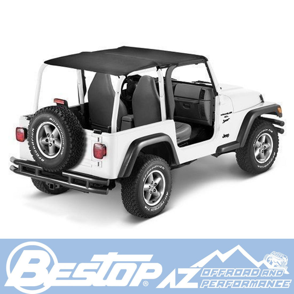 ~(5 lbs. 51X5X5)~ Header Bikini Top Safari-style Mesh Jeep 97-02 Wrangler; Safari (extended length); requires 51238-01 channel