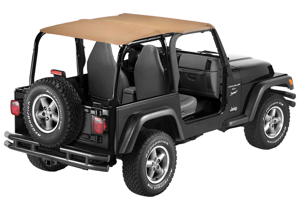 ~(5 lbs. 12X11X4)~ Header Bikini Top; Targa-style Black Diamond Jeep 07-09 Wrangler 2-Door; Targa (standard length); requires 51243-01 channel;