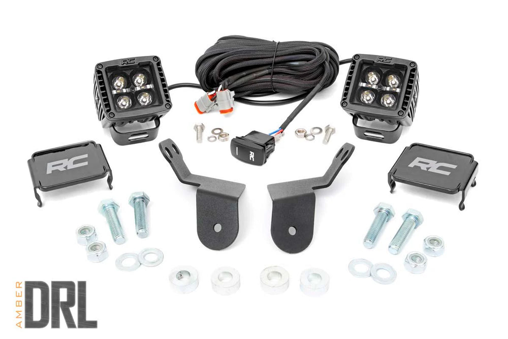 Rough Country LED Light Kit Cage Mount 2 Black Pair Amber DRL Honda Pioneer 1000 Pioneer 1000-6 92021