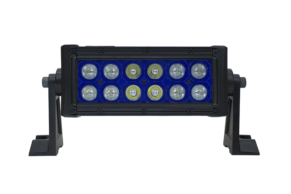 ~(5 lbs. 17X5X5)~ 8 Inch LED Light Bar Dual Row 36 Watt Combo Blue Reflector Ultra Color Series Quake LED