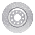 R1 Concepts Brake Rotor Drilled and Slotted Silver Fits Audi A3