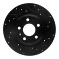 R1 09-25 Audi A4 Rear Right Drilled & Slotted Black Brake Rotor