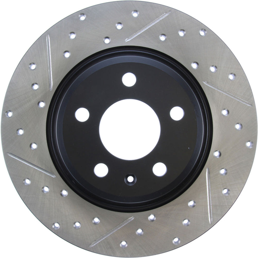 R1 09-25 Audi A4 Rear Right Drilled & Slotted Black Brake Rotor