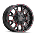 ~(34 lbs. 19X19X10)~ WARRIOR (8015) BLACK W/PRISM RED 17X9 8-165.1/8-170 -12mm 130.8mm