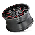 ~(34 lbs. 19X19X10)~ WARRIOR (8015) BLACK W/PRISM RED 17X9 8-165.1/8-170 -12mm 130.8mm