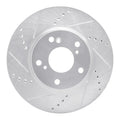 R1 16-25 Honda Civic Coupe Front Left Drilled & Slotted Silver Brake Rotor